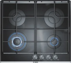 BOSCH plynová varná deska PPH626B80E, 4x hořák - 1xWOK, jiskrové zapalování, pojistka zhasnutí plamene, černá/nerez