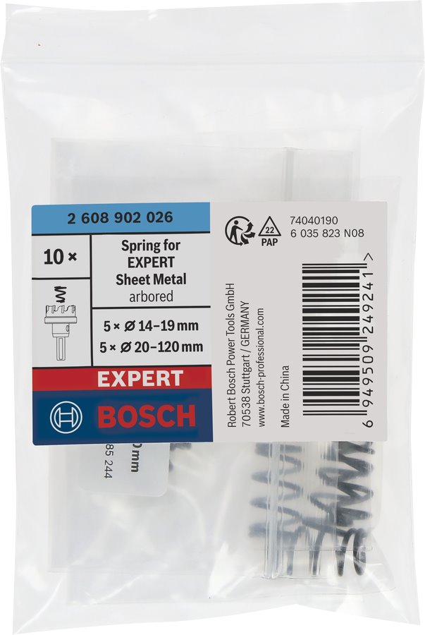 BOSCH Pružina pro děrovku s adaptérem EXPERT Sheet Metal, O 14-19, 5 ks; O 20-120 mm, 5 ks (2.608.902.026)