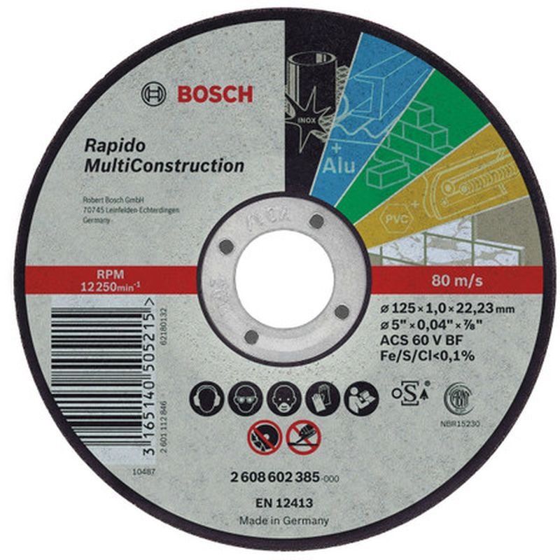 BOSCH Rapido Multi Construction Dělicí kotouč rovný, 125 mm, 1,0 mm (2.608.602.385)