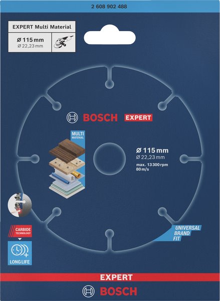 BOSCH Řezací kotouče EXPERT Carbide Multi Wheel 115 mm, 22,23 mm (2.608.902.488)