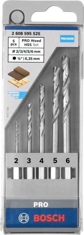 BOSCH Sada vrtáků do dřeva PRO Wood HSS, 5 ks (2.608.595.525)