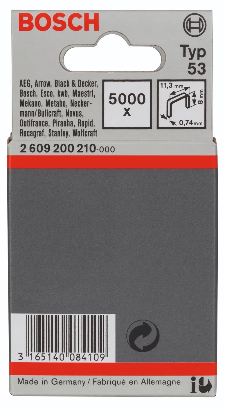 BOSCH Sponky do sponkovačky z tenkého drátu, typ 53 (2.609.200.210)