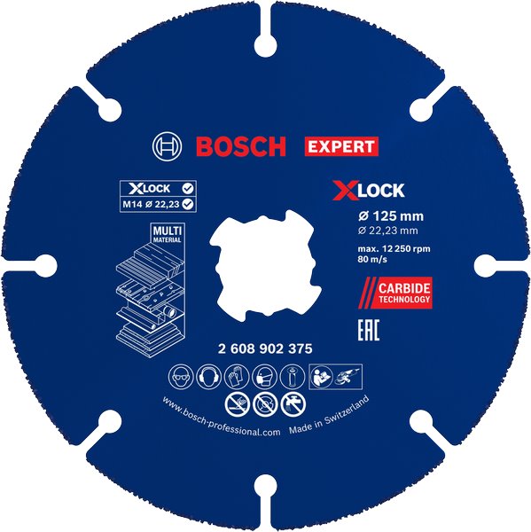 BOSCH Víceúčelové řezací kotouče EXPERT Carbide Multi Wheel X-LOCK 125 mm, 22,23 mm (2.608.902.375)