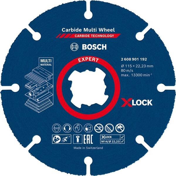 BOSCH Víceúčelové řezné kotouče EXPERT Carbide Multi Wheel X-LOCK 115 mm, 22,23 mm (2.608.901.192)