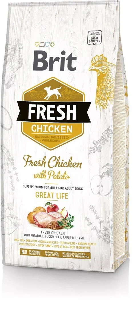 Brit Fresh Chicken with Potato Adult Great Life 12kg granule pro psy