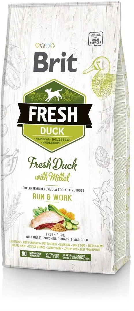 Brit Fresh Duck with Millet Active Run & Work 12kg granule pro psy