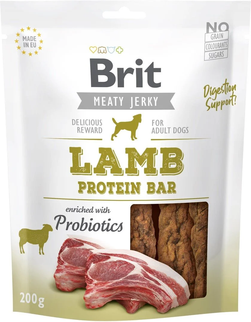 Brit Jerky jahňacia proteínová tyčinka 200g pochúťky pre psov