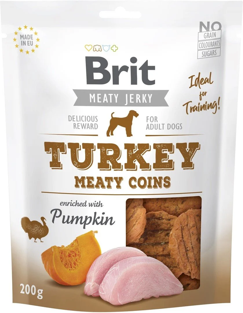 Brit Jerky Turkey Meaty Coins 200g pochúťky pre psov