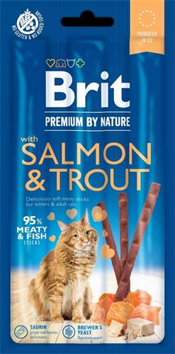 Brit Premium by Nature tyčinky pre mačky s lososom a pstruhom (3 tyčinky)
