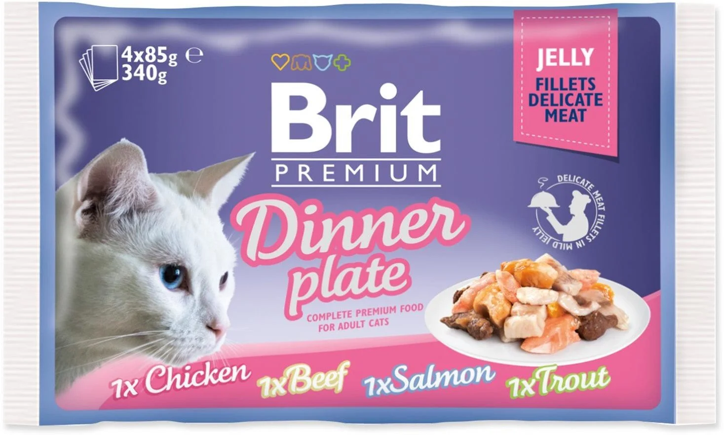 Brit Premium Cat Delicate Fillets in Jelly Dinner Plate 340g (4x85g) kapsičky pro kočky
