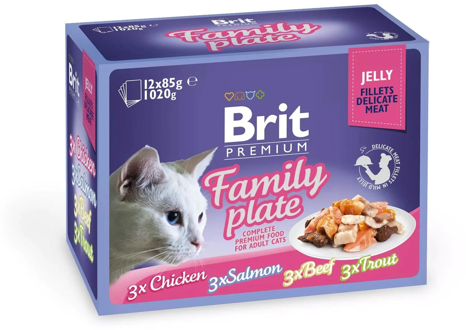 Brit Premium Cat Delicate Fillets in Jelly Family Plate 1020g (12x85g) vrecúška pre mačky