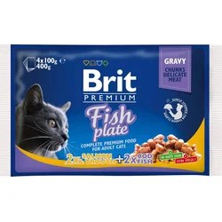 Brit Premium Cat kapsičky Fish Plate 400g (4x100g) kapsičky pre mačky