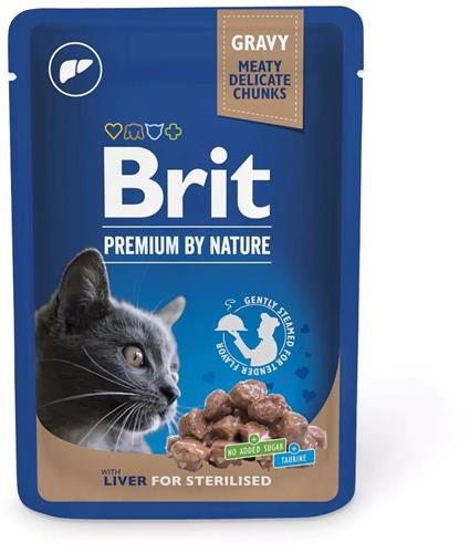 Brit Premium Cat kapsičky Pečeň pre sterilizované 100g kapsičky pre mačky