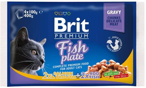 Brit Premium Cat Pouches Fish Plate 400g (4x100g) kapsičky pro kočky