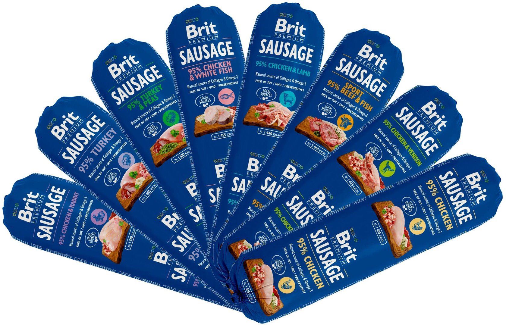 Brit Sausage Beef & Fish - Sport formula 800g salámy pro psy