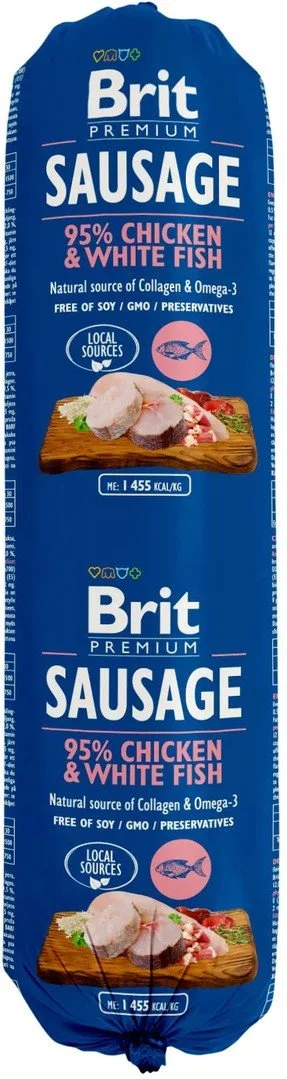 Brit Sausage Chicken & White Fish 800g salámy pro psy