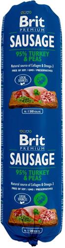 Brit Sausage Turkey & Pea 800g salámy pro psy