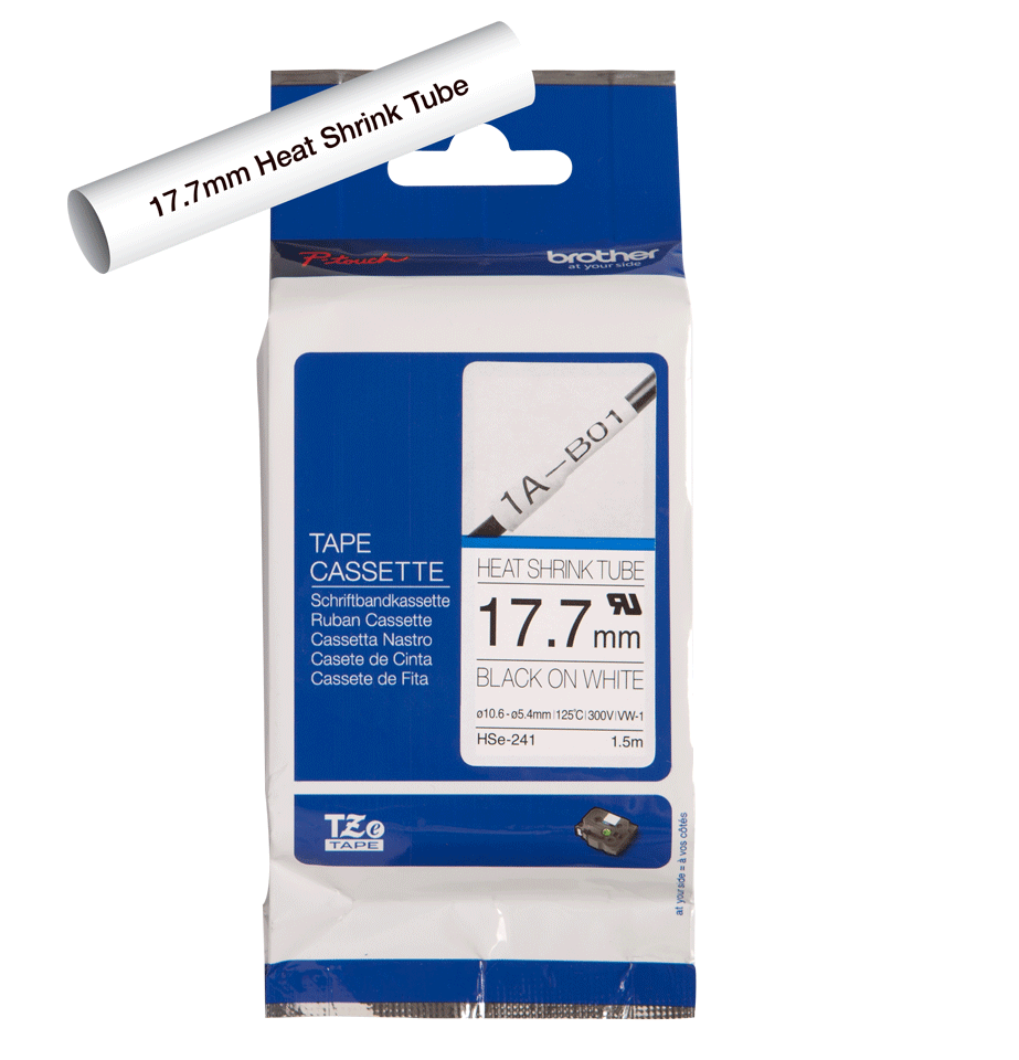 Brother HSe-241, bužírka biela / čierna (17,7 mm) HSE241