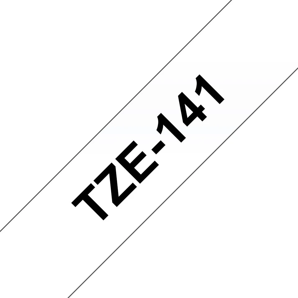 Brother TZ-141, priesvitná / čierna (18mm, laminovaná) TZe141