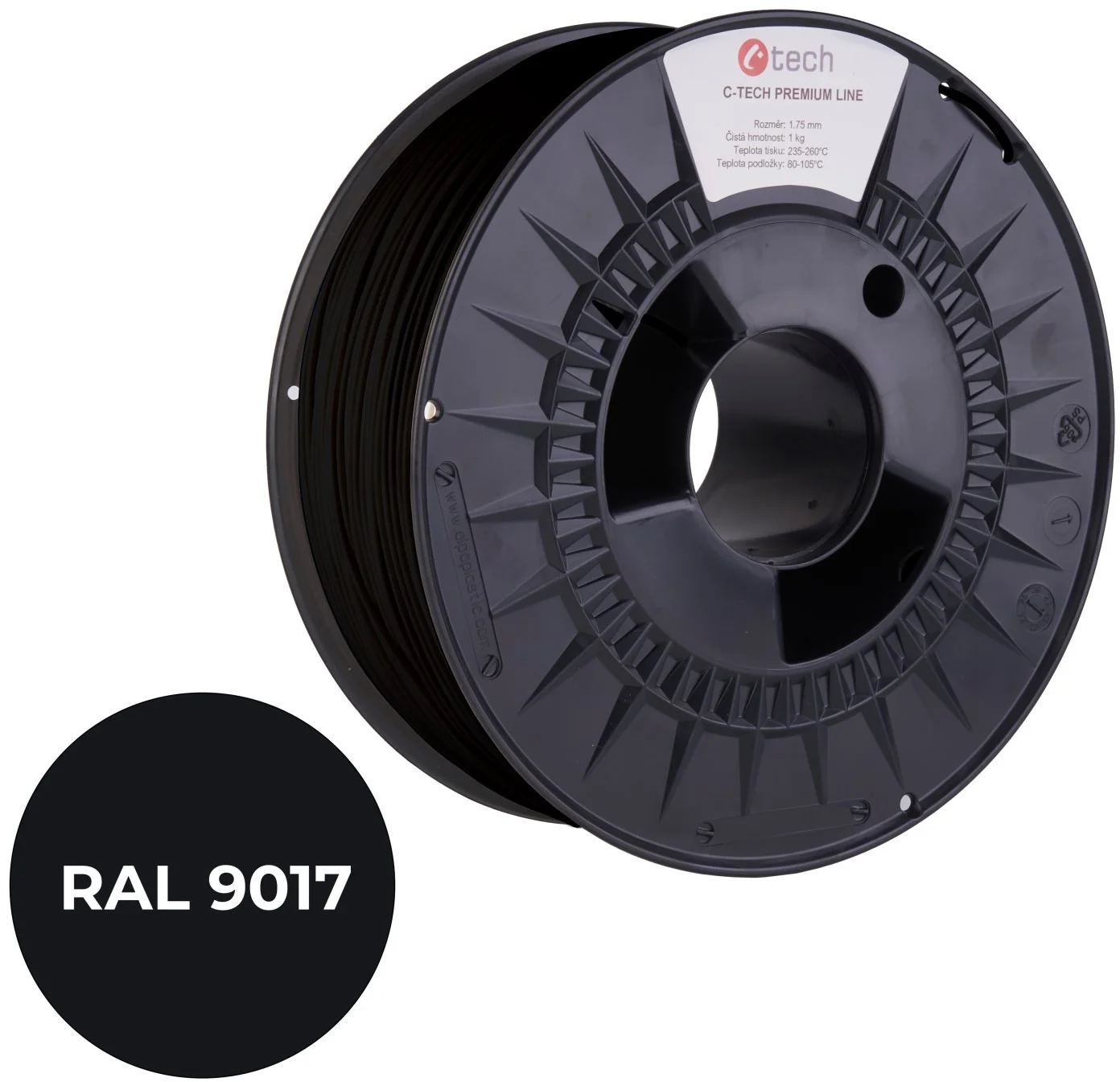 C-TECH PREMIUM LINE, ABS, dopravná čierna, RAL9017, 1,75 mm, 1 kg
