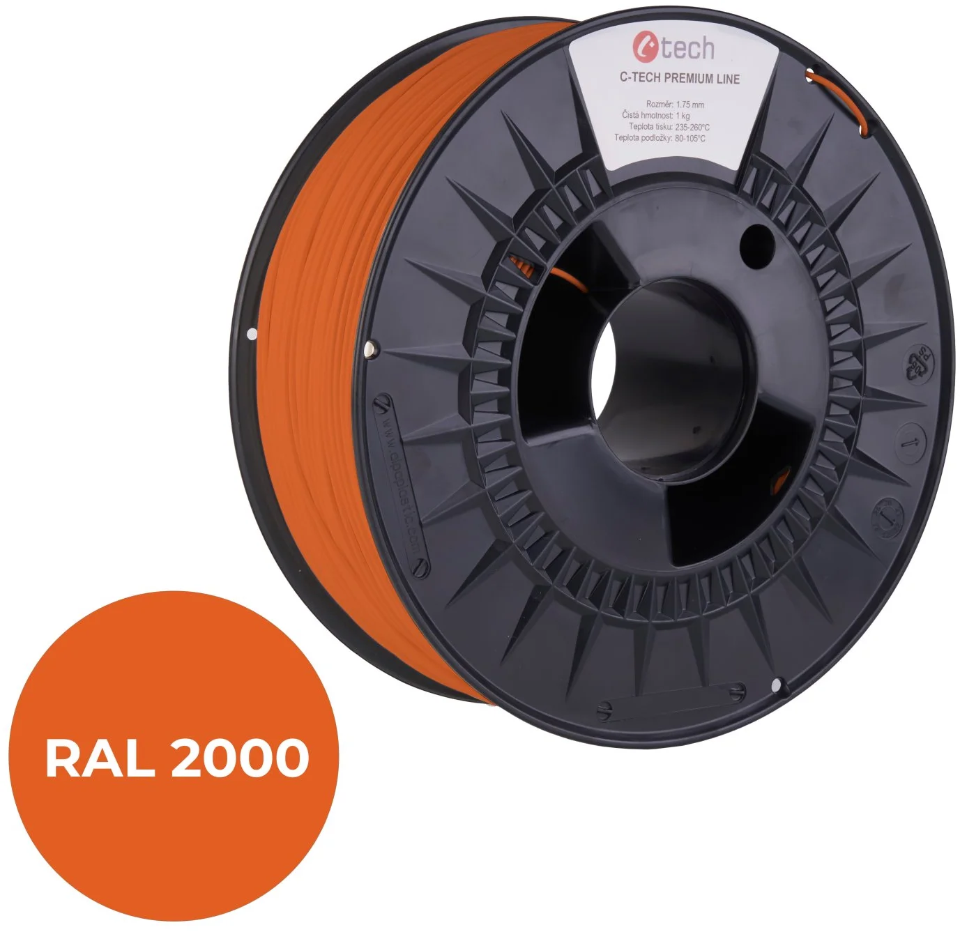 C-TECH PREMIUM LINE, ASA, žlutooranžová, RAL2000, 1,75mm, 1kg