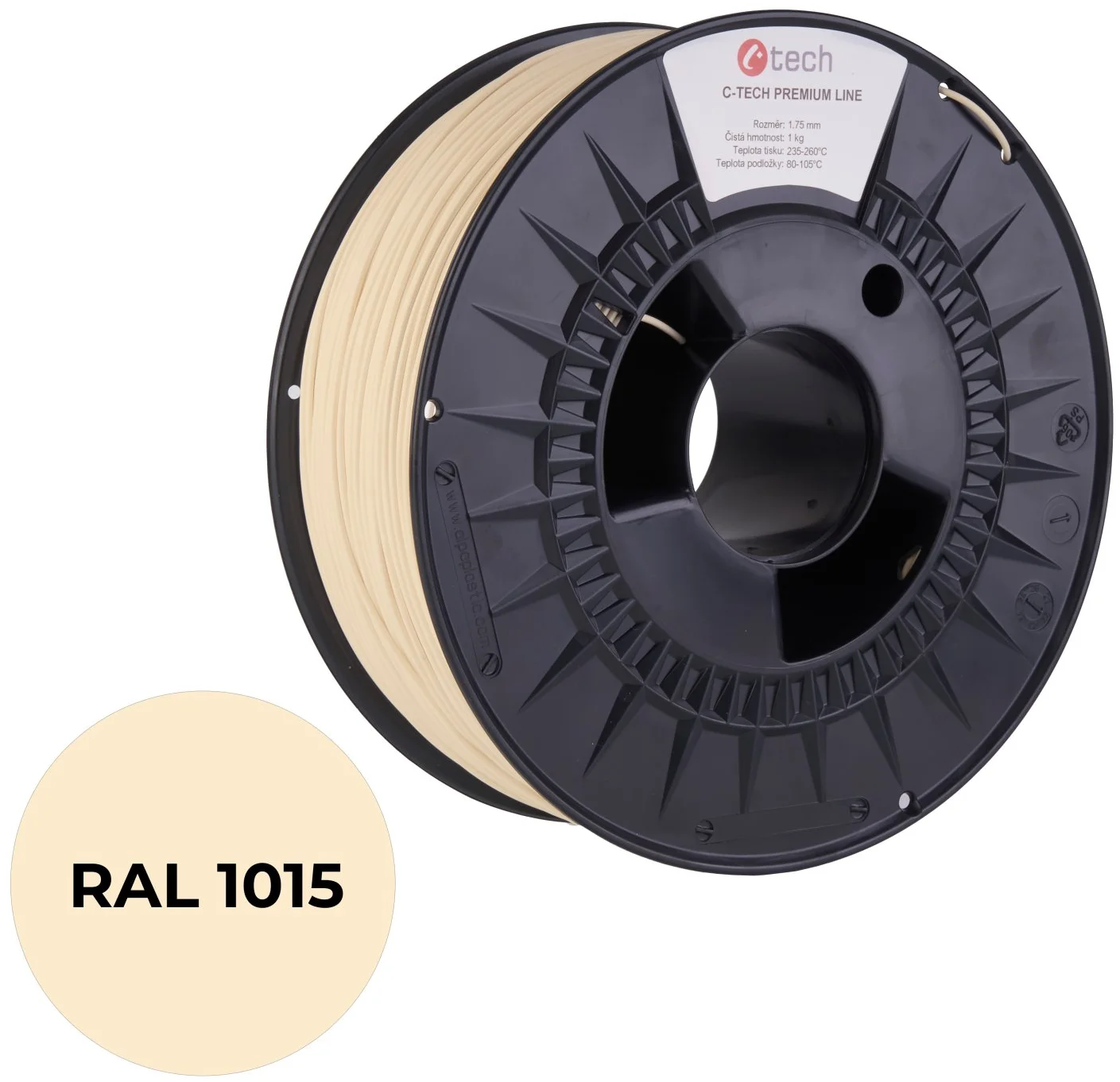 C-TECH PREMIUM LINE, PETG, slonová kost světlá, RAL1015, 1,75mm, 1kg