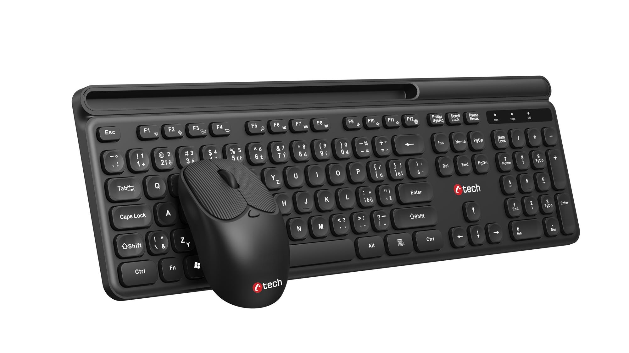 C-TECH Quallis WLKMC-05, bezdrôtová kombinovaná súprava s myšou, čierna, USB, CZ/SK