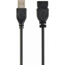 CABLEXPERT Predlžovací kábel USB A-A 1,8 m 2.0 HQ čierny, pozlátené kontakty