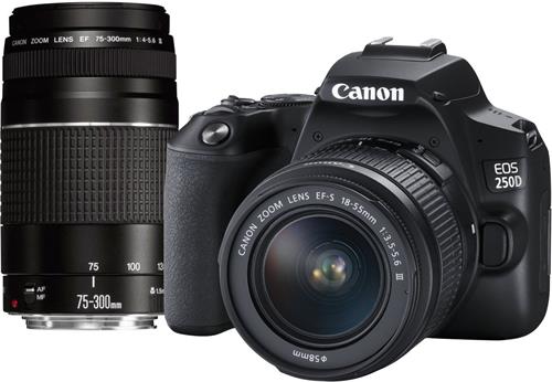 Canon EOS 250D Black + EF-S 18-55 DC + EF 75-300 DC