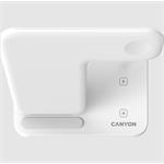 CANYON Bezdrátová nabíječka WS-303W,3v1,vstup 9V/2A,12V/2A,výstup 15/10/7.5/5W, USB-C > USB-A, vč. AC adaptéru,bílá