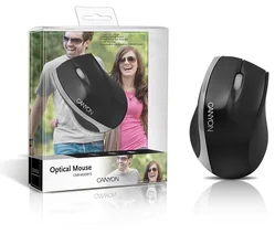 CANYON myš optická, 800dpi, 3tl+kolečko, USB 2.0, černá+stříbrná