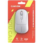 CANYON myš optická bezdrátová MW-22, RGB, 800/1200/1600 dpi, 4 tl, BT+2,4GHz, baterie 650mAh, snow white