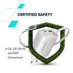 CANYON OnCharge 65RC Build-In Cable USB-C 65W 1xPD 1xQC EU White nabíječka