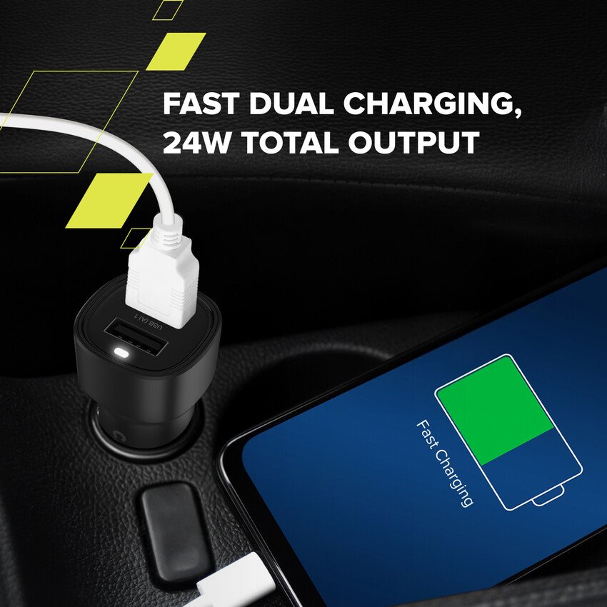 CANYON OnDrive 24 24W 2xUSB-A Čierna nabíjačka do auta
