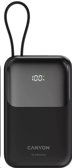 CANYON Power Bank PB-101, 10000mAh PD22.5W built-in cable, black