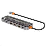 CANYON replikátor portů DS-13 7v1, 1xUSB-C PD 100W, 1xHDMI (4K), 3x USB 3.0, SD/micro čtečka, průhledný