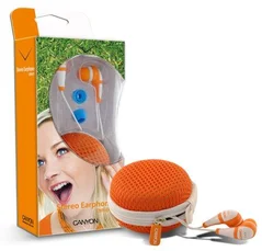 CANYON sluchátka CNR-EP3 20Hz-20kHz, ear plug, white+orange, pouzdro