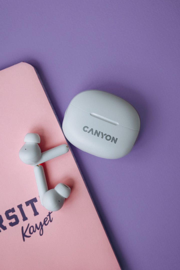 CANYON TWS8W Bluetooth bezdrátová sluchátka s mikrofonem, bílá