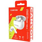 CANYON TWS8W Bluetooth bezdrátová sluchátka s mikrofonem, bílá