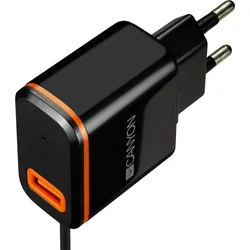CANYON univerzální 1x USB nabíječka do sítě s ochranou proti přepětí, USB Type C Input 100V-240V, černá