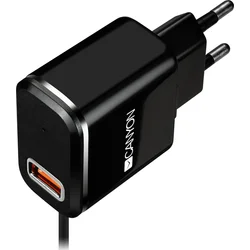 CANYON Univerzálny 1xUSB nabíjačka do siete s ochranou proti prepätiu, Micro USB Input 100V-240V, čierna (CNE-CHA041BS)