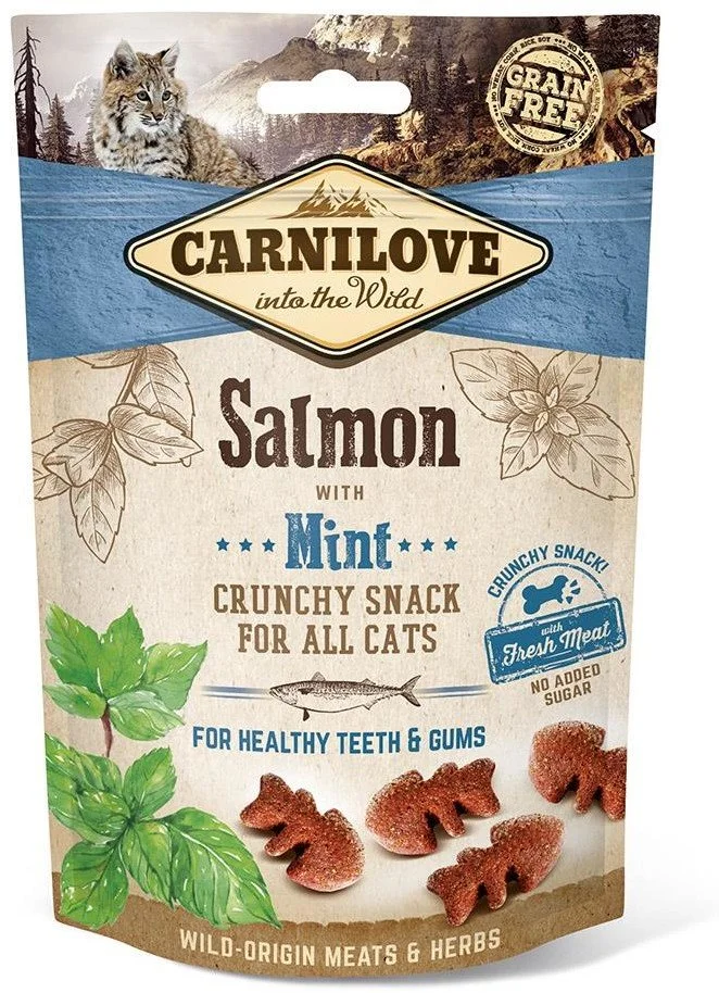 Carnilove Cat Crunchy Snack Losos s mätou s čerstvým mäsom 50g pochúťky pre mačky