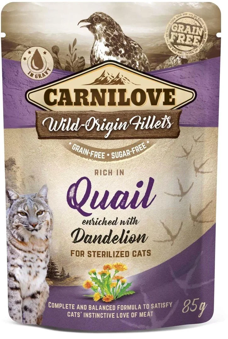 Carnilove Cat Pouch Rich in Quail Enriched with Dandelion for sterilized 85g kapsičky pro kočky