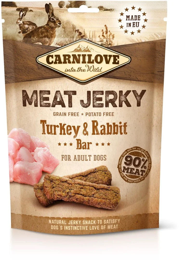 Carnilove Jerky Rabbit & Turkey Bar 100g pamlsky pro psy