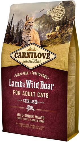 Carnilove Lamb & Wild Boar pre dospelé mačky - sterilizované granule pre mačky 2 kg