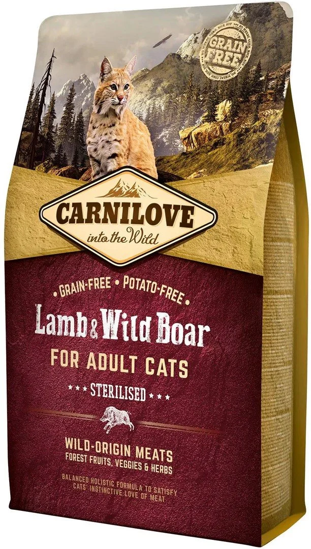 Carnilove Lamb & Wild Boar pre dospelé mačky - sterilizované granule pre mačky 2 kg