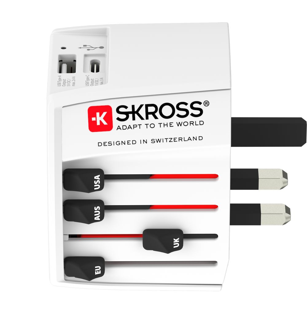 Cestovný adaptér SKROSS MUV USB, USB A+C, univerzálny pre 150 krajín