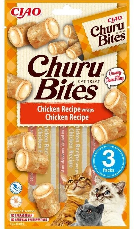 Churu Cat Bites Chicken wraps&Chicken Purée 3x10g