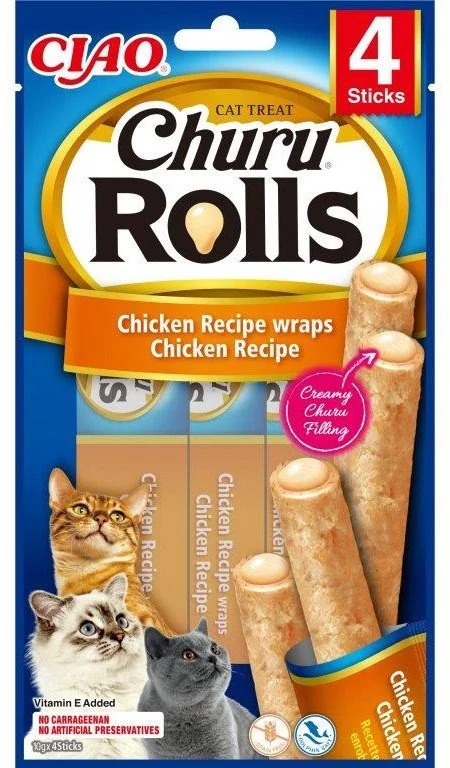 Churu Cat Rolls Kuracie wrapy a kurací krém 4x10g