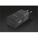 Chytrá síťová nabíječka ALIGATOR GaN, Power Delivery 65W, 2xUSB-C, 1xUSB-A, černá